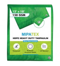 Mipatex Tarpaulin / Tirpal 12 Feet x 18 Feet 150 GSM (Green/White)